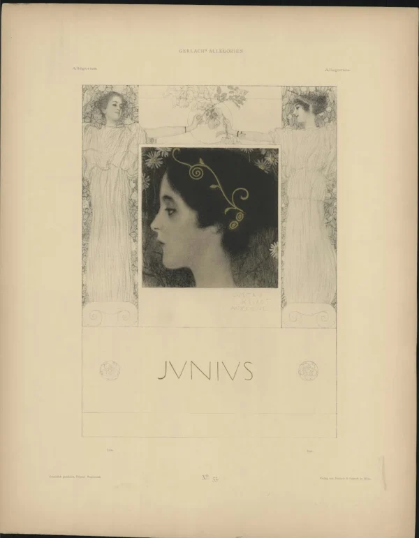 Gustav Klimt Junius Tafel 53 Aus Allegorien Neue Folge Edited by Martin Gerlach 18951900 1905 Poster PrintOvly