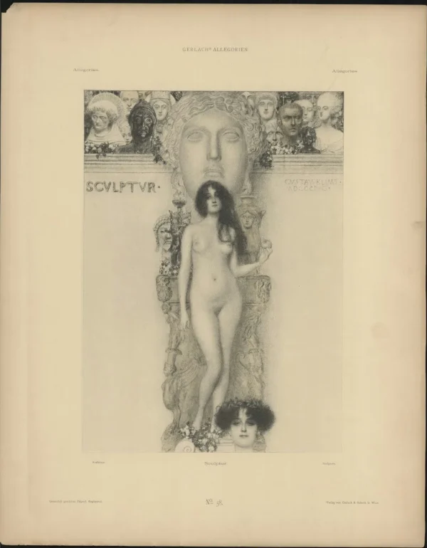 Gustav Klimt Sculptur 58 From Allegorien Neue Folge Edited by Martin Gerlach 18951900 1905 Poster PrintOvly