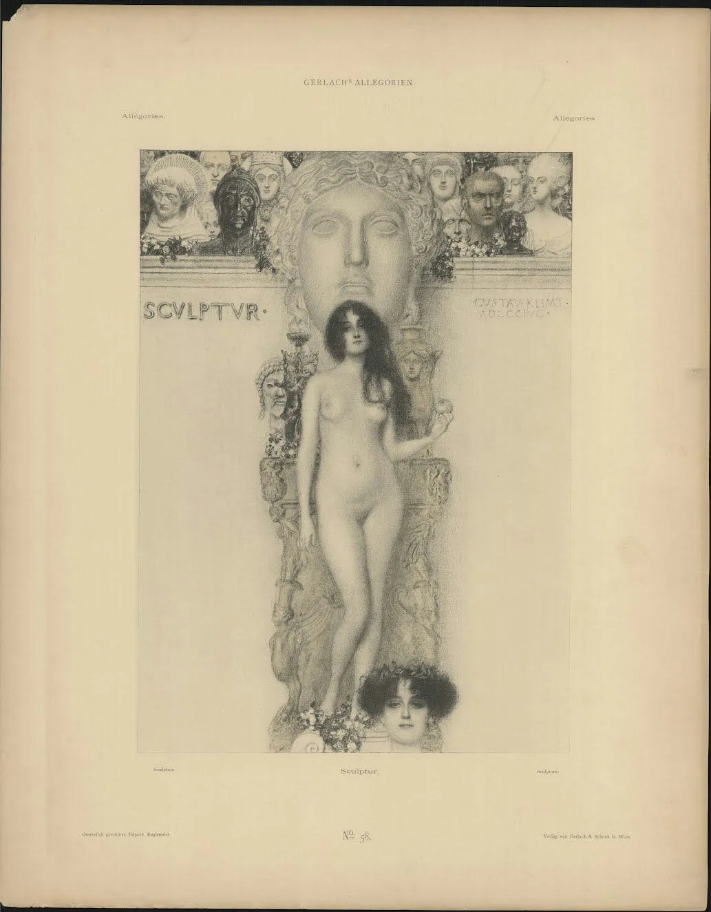 Gustav Klimt - Sculptur 58 From Allegorien Neue Folge Edited by Martin Gerlach 18951900 Poster 1905 Gustav Klimt Sculptur 58 From Allegorien Neue Folge Edited by Martin Gerlach 18951900 1905 Poster PrintOvly