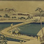 Katsushika Hokusai Old View of the Boat Bridge at Sano in Kōzuke Xixe Siècle Poster 1830 Wall Art Painting