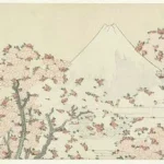 Katsushika Hokusai Katsushika Fuji Over Cherry Blossom Ca Poster 1800 Wall Art Painting