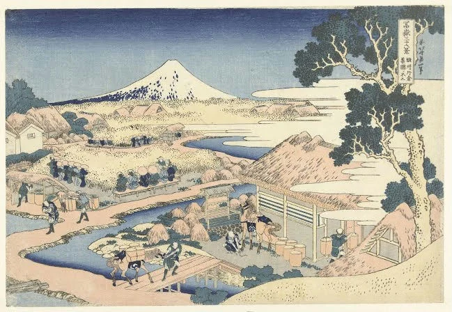 Hokusai, Katsushika Fuji vanaf de Katakura theeplantage in de provincie Suruga 1831 1835 Katsushika Hokusai Katsushika Fuji Vanaf de Katakura Theeplantage in de Provincie Suruga Poster 1831–1835 Wall Art Painting - Image 1