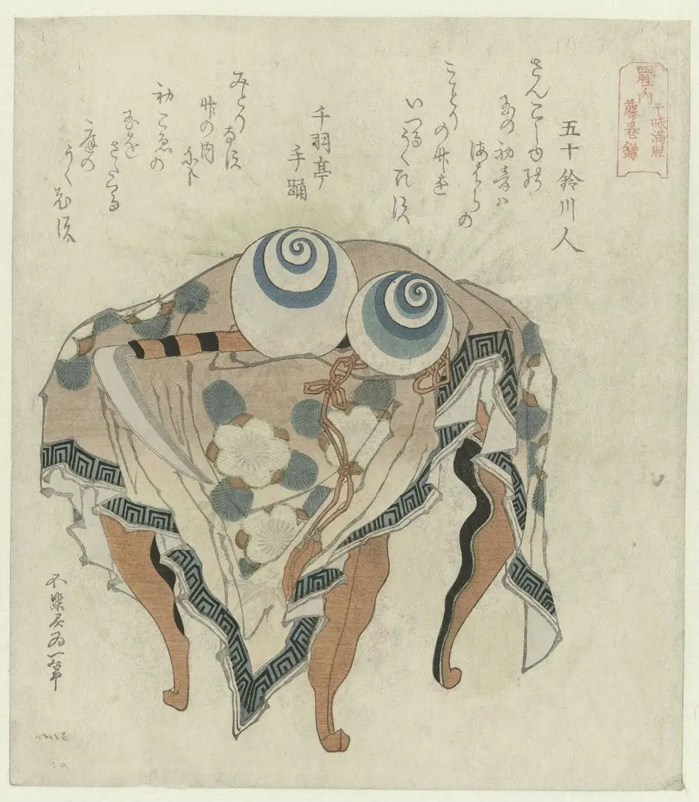Hokusai, Katsushika Fujiwara clan _ de parels van eb en vloed en de Fujiwara zeis ca. 1822 Katsushika Hokusai Katsushika Fujiwara Clan de Parels van Eb en Vloed en de Fujiwara Zeis Ca Poster 1822 Wall Art Painting - Image 1