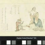 Katsushika Hokusai Katsushika Vrouw Speelt met Aap Poster 1800 Wall Art Painting