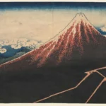 Katsushika Hokusai Rain Below the Mountain (From the Thirty Six Views of Mt Fuji) Poster 1849 Wall Art Painting