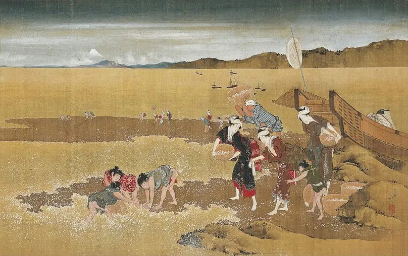 Katsushika Hokusai - Shell Gathering Edo Period 19th Poster 1830 Katsushika Hokusai Shell Gathering Edo Period 19th 1830 Poster PrintOvly