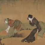 Katsushika Hokusai Three Beautiful Women at Sumida River Bank Poster 1830 Wall Art Painting