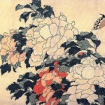 Katsushika Hokusai Peonies and Butterflies Poster 1832 Wall Art Painting