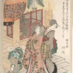 Katsushika Hokusai 初詣 Young Women Visiting a Shinto Shrine Poster 1814 Wall Art Painting