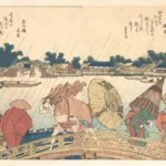 Katsushika Hokusai 新柳橋の白雨 Shower at the New Yanagi Bridge Poster 1806 Wall Art Painting