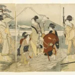 Katsushika Hokusai Kitagawa Utamaro Ukiyo E Print by Kitagawa Utamaro of a Hunting Party Poster 1830 Wall Art Painting