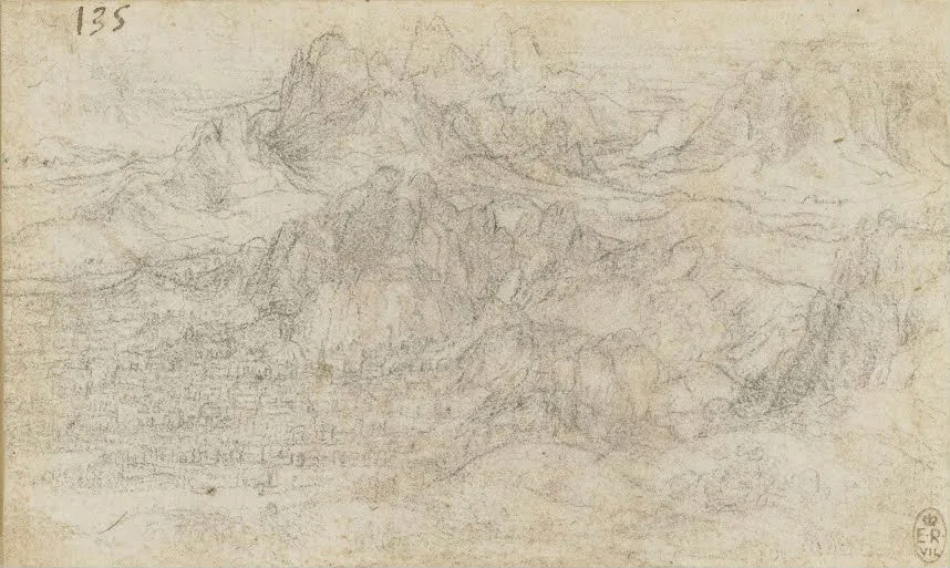 Leonardo da Vinci - A Mountainous Landscape (1510–1515) Poster Leonardo da Vinci A Mountainous Landscape (1510–1515) Poster PrintOvly
