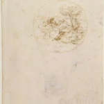 Leonardo da Vinci Allegory on the Fidelity of the Lizard (recto) Design for a Stage Setting (verso) Poster 1496 Wall Art Painting