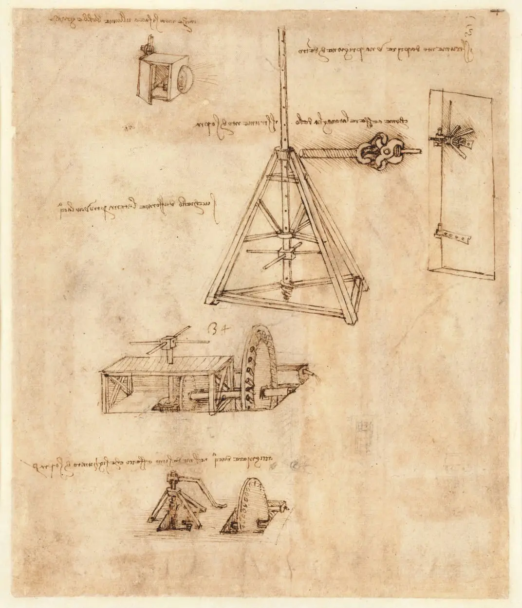 Leonardo da Vinci - Codex Atlanticus Folio 34 Poster 1478 Leonardo da Vinci Codex Atlanticus Folio 34 1478 Poster PrintOvly