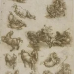 Leonardo da Vinci Horses St George Fighting the Dragon and a Lion Poster 1517–1518 Wall Art Painting