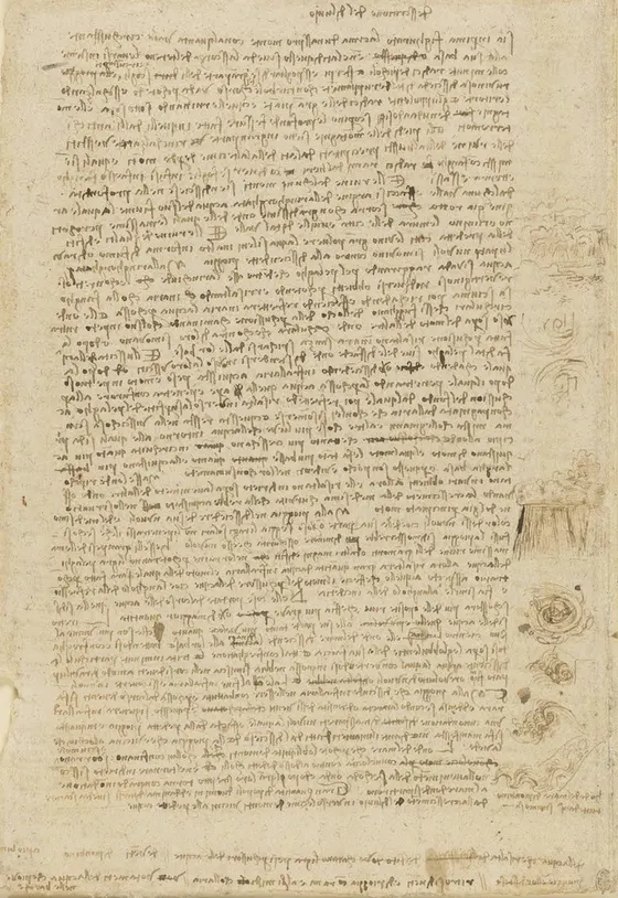 Leonardo da Vinci Notes and sketches on a deluge c.1517 18 Leonardo da Vinci Notes and Sketches on a Deluge Poster 1517–1518 Wall Art Painting - Image 1