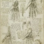 Leonardo da Vinci Recto the Bones Muscles and Tendons of the Hand Verso the Bones of the Hand Poster 1510–1511 Wall Art Painting