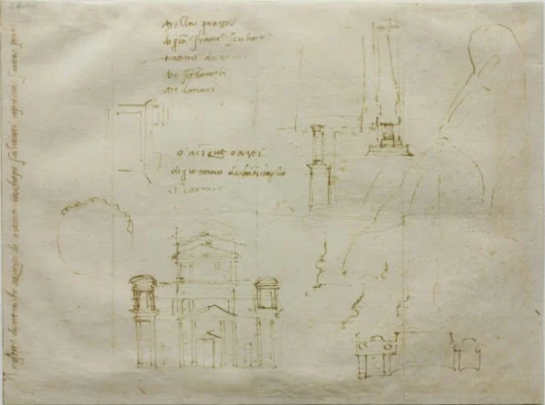 Michelangelo Studies for the Facade of San Lorenzo (44A) 1517 Poster PrintOvly