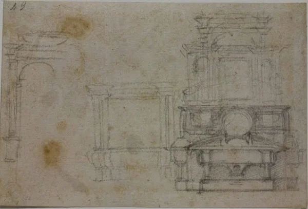 Michelangelo Studies for the Tombs of the New Sacristy 1520 Poster PrintOvly