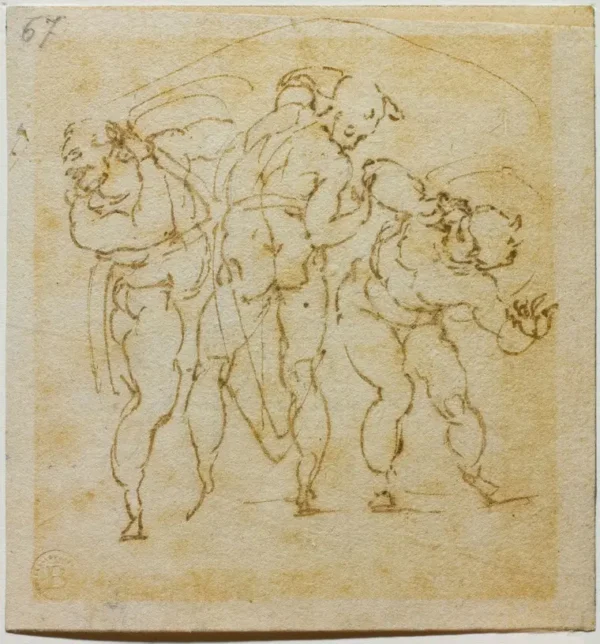 Michelangelo Studies of Figures (67F) 1516 Poster PrintOvly