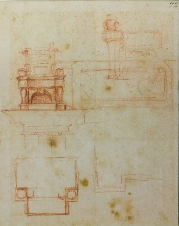 Michelangelo Studies for the Thrones of the New Sacristy 1520 Poster PrintOvly