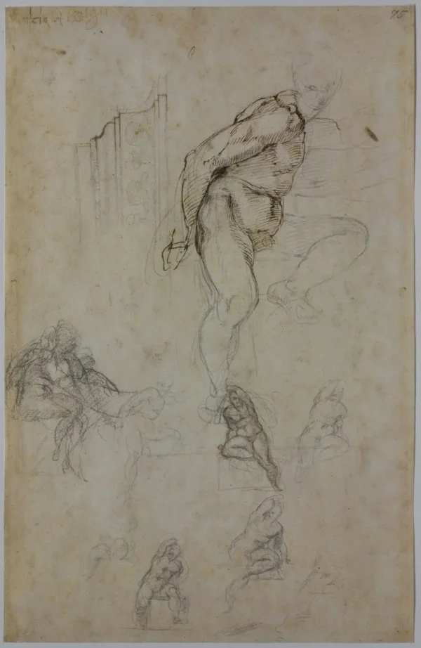 Michelangelo Studies for a Ledge and the Ignudi 1508 Poster PrintOvly