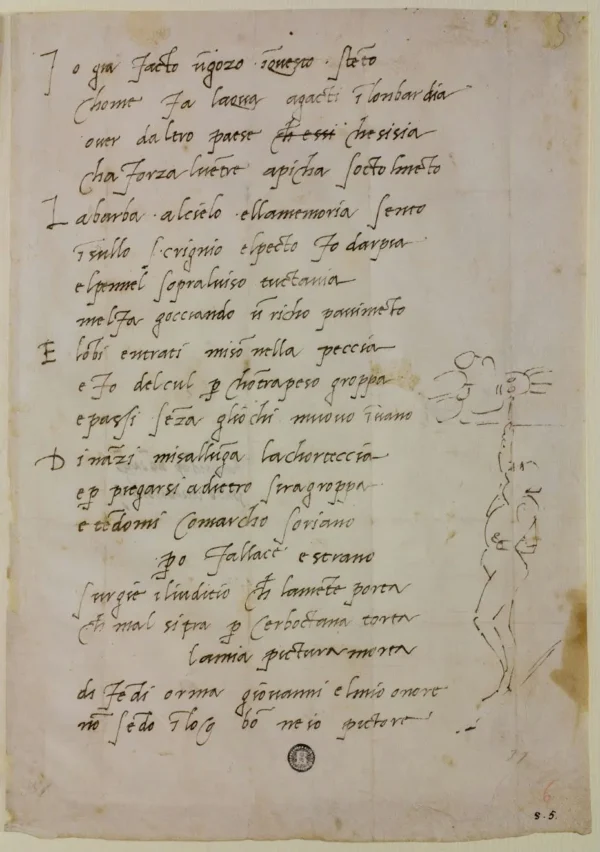 Michelangelo Sonnet and Self-Portrait 1509 Poster PrintOvly