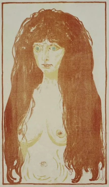 Edvard Munch Standing Nude with Red Hair 1873 Poster PrintOvly