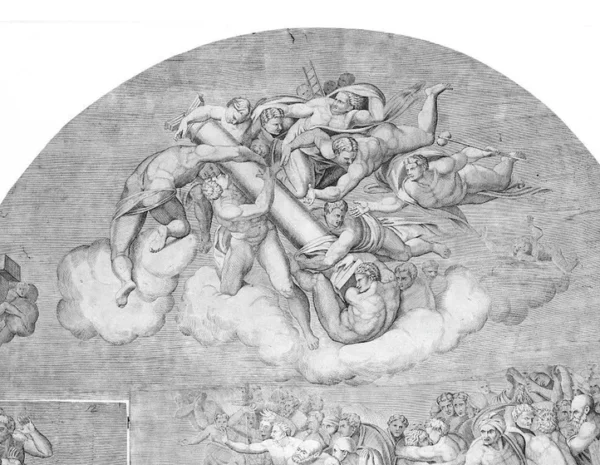Michelangelo Angels Carrying the Pillar (Last Judgment) 1512 Poster PrintOvly