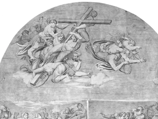 Michelangelo Angels Carrying the Cross (Last Judgment) 1512 Poster PrintOvly