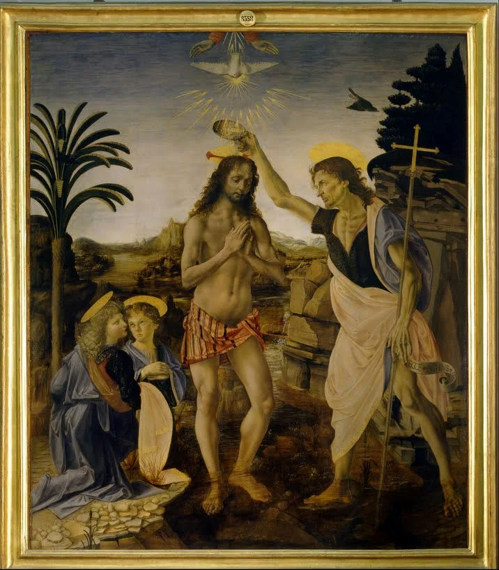 Leonardo da Vinci Verrocchio Baptism of Christ 1470 Poster PrintOvly