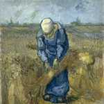 Vincent van Gogh Peasant Woman Binding Sheaves (After Millet) Poster 1889 Wall Art Painting
