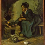 Vincent van Gogh Peasant Woman Cooking by a Fireplace Poster 1885 Wall Art Painting