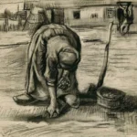 Vincent van Gogh Peasant Woman Planting Potatoes Poster 1885 Wall Art Painting